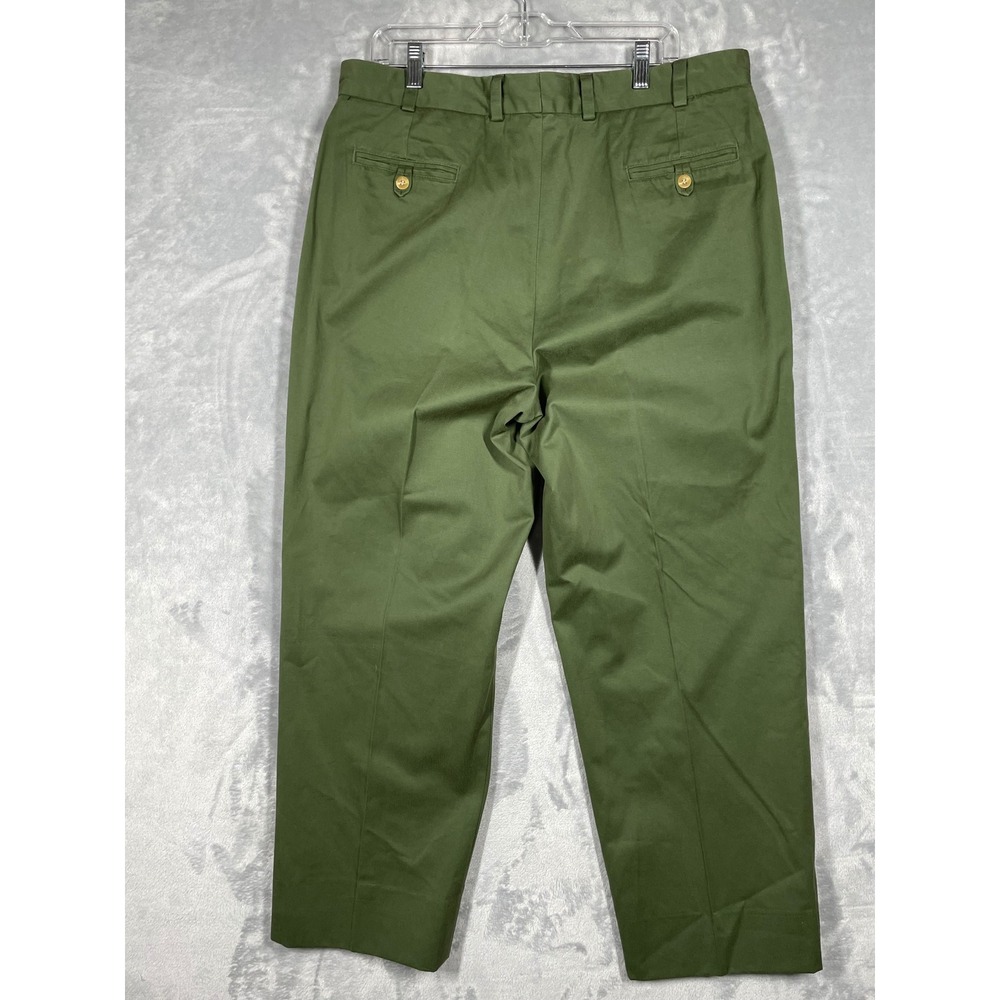 Bills Khakis Mens 38 Olive Green Pleated Cotton Twill Pants Made in USA Chinos - Picture 2 of 10